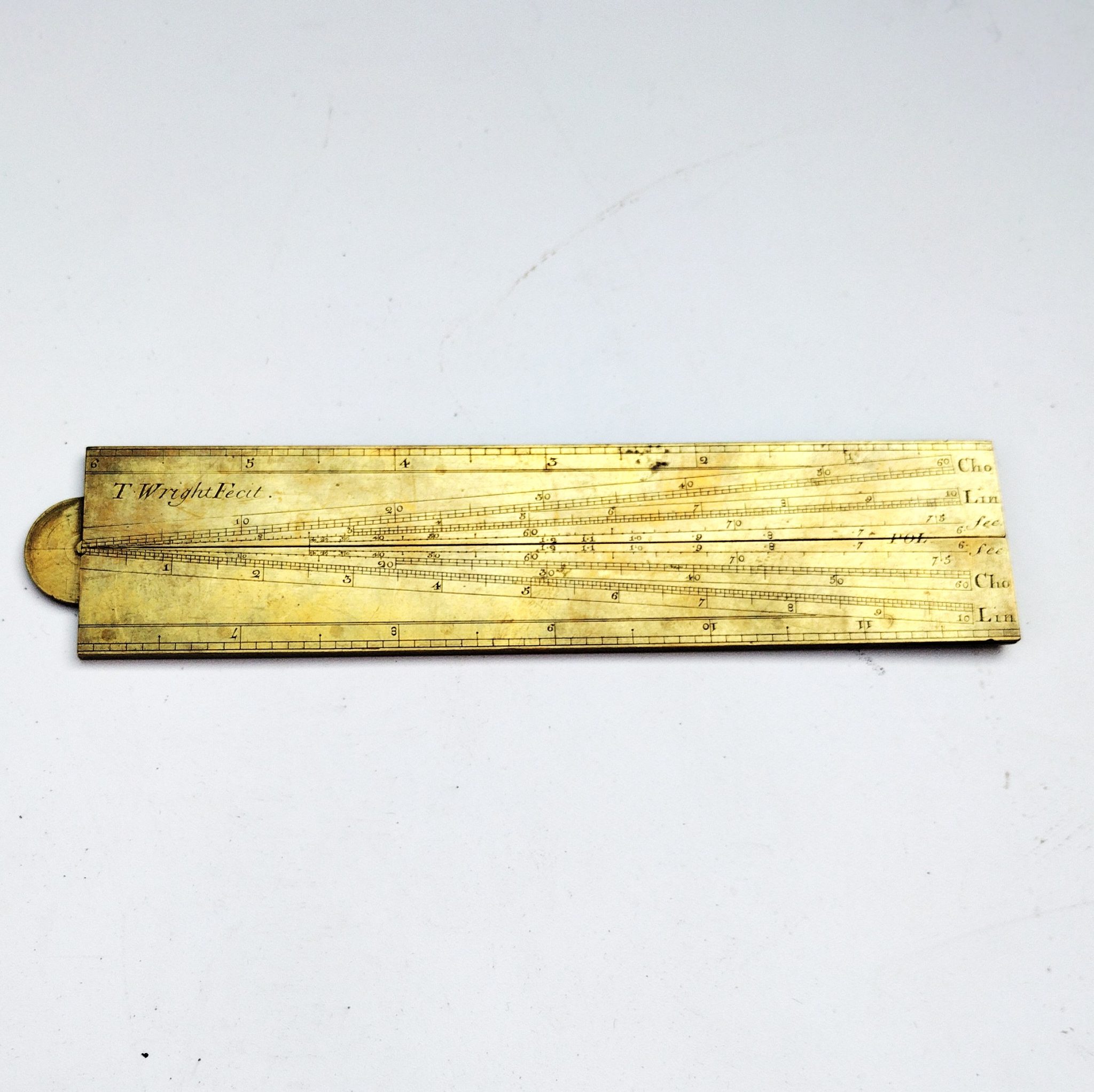 brass sector – Thomas Wright fecit.