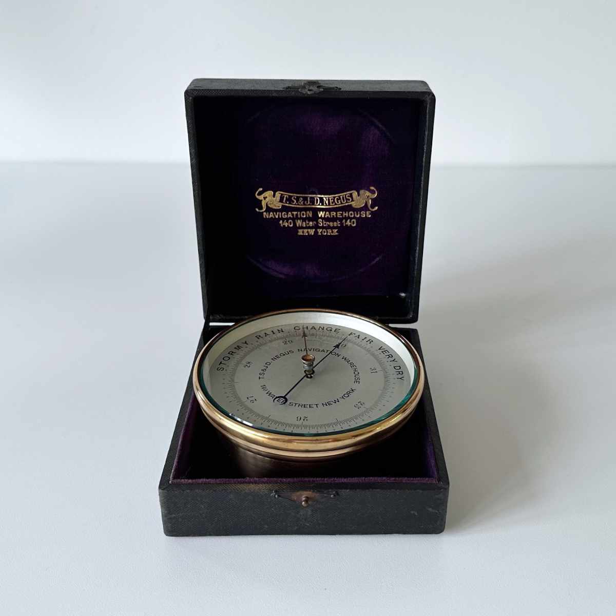 Victorian Cased Aneroid Barometer to TS & JD Negus of New York