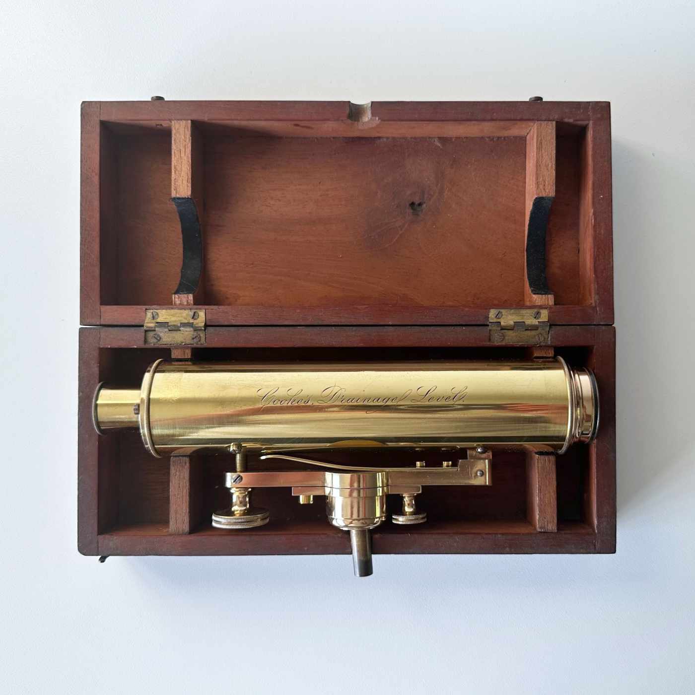 Early Victorian Cooke’s Drainage Level in Mahogany Case Retailed by L Casella & Co