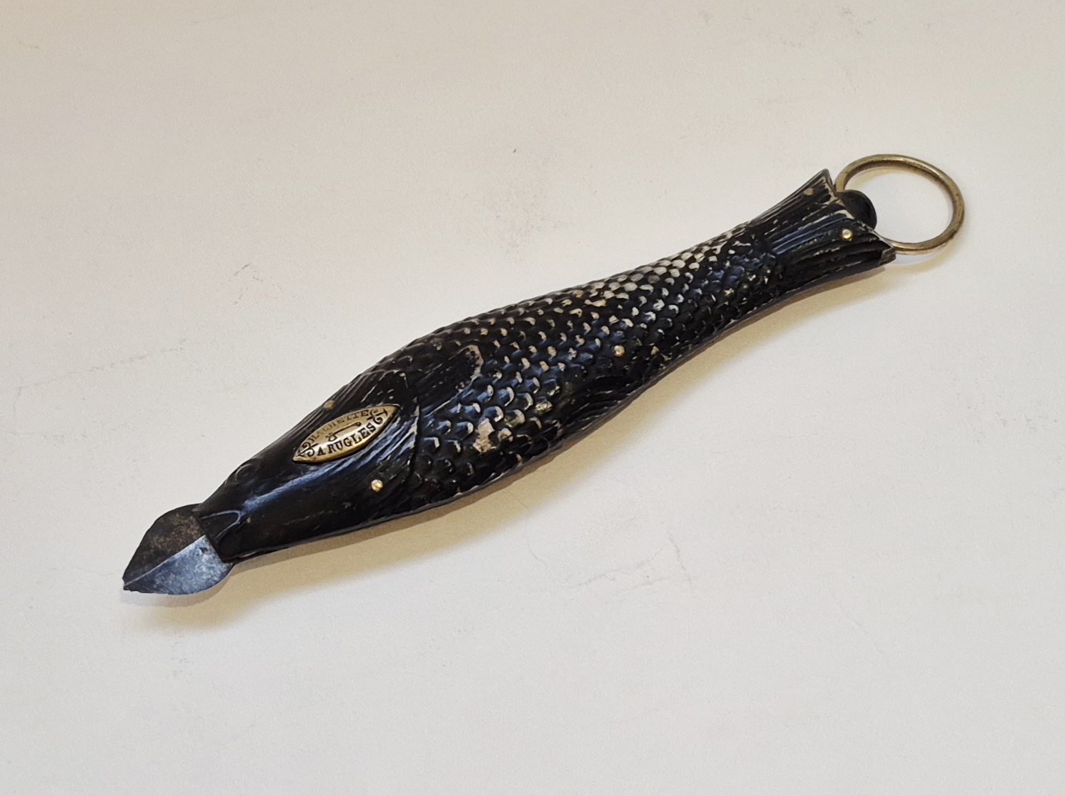 Fish-shaped spring fleam or lancet by Hachette, circa 1845