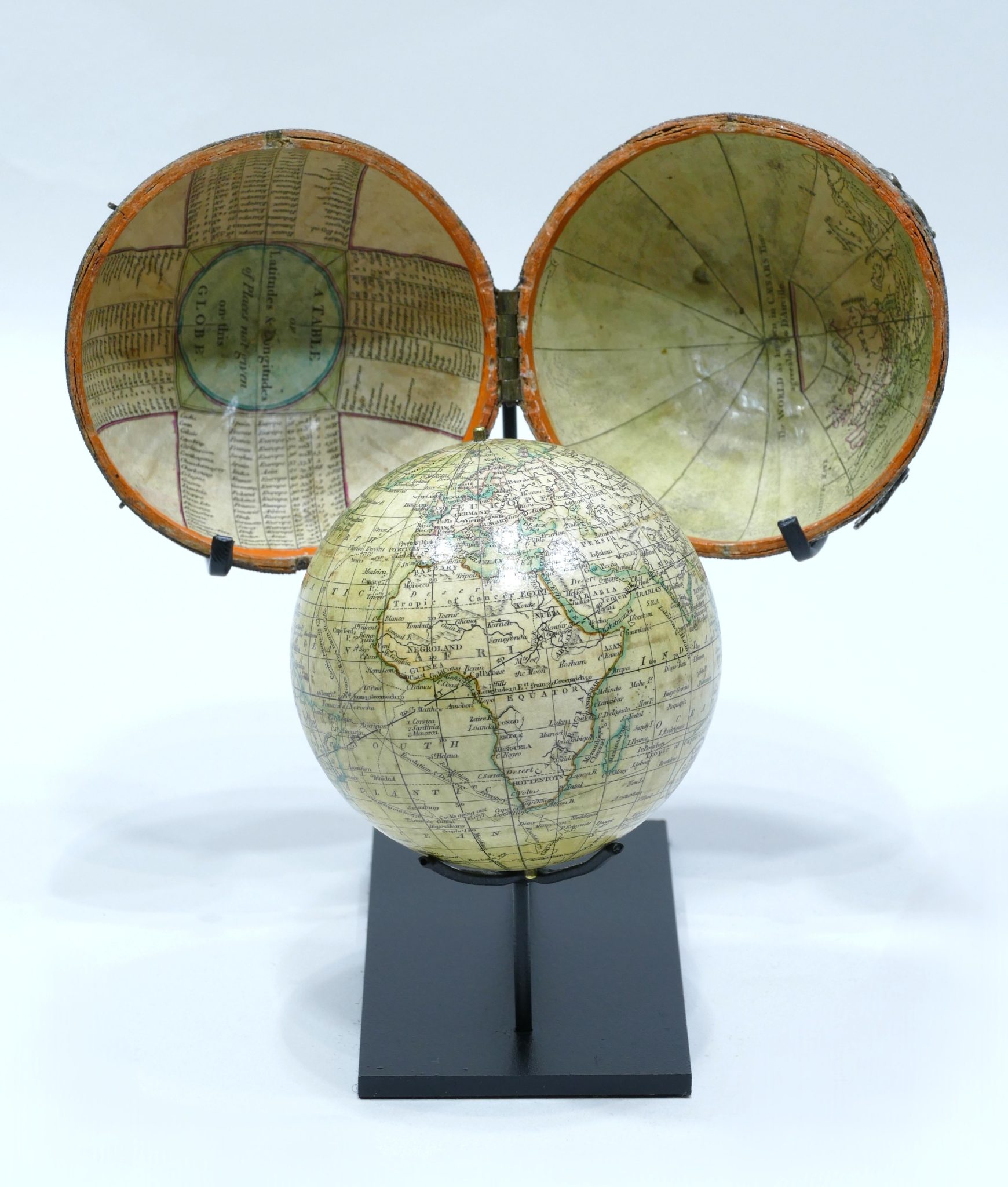 Terrestrial pocket globe signed by J &W Cary London dated April 1791