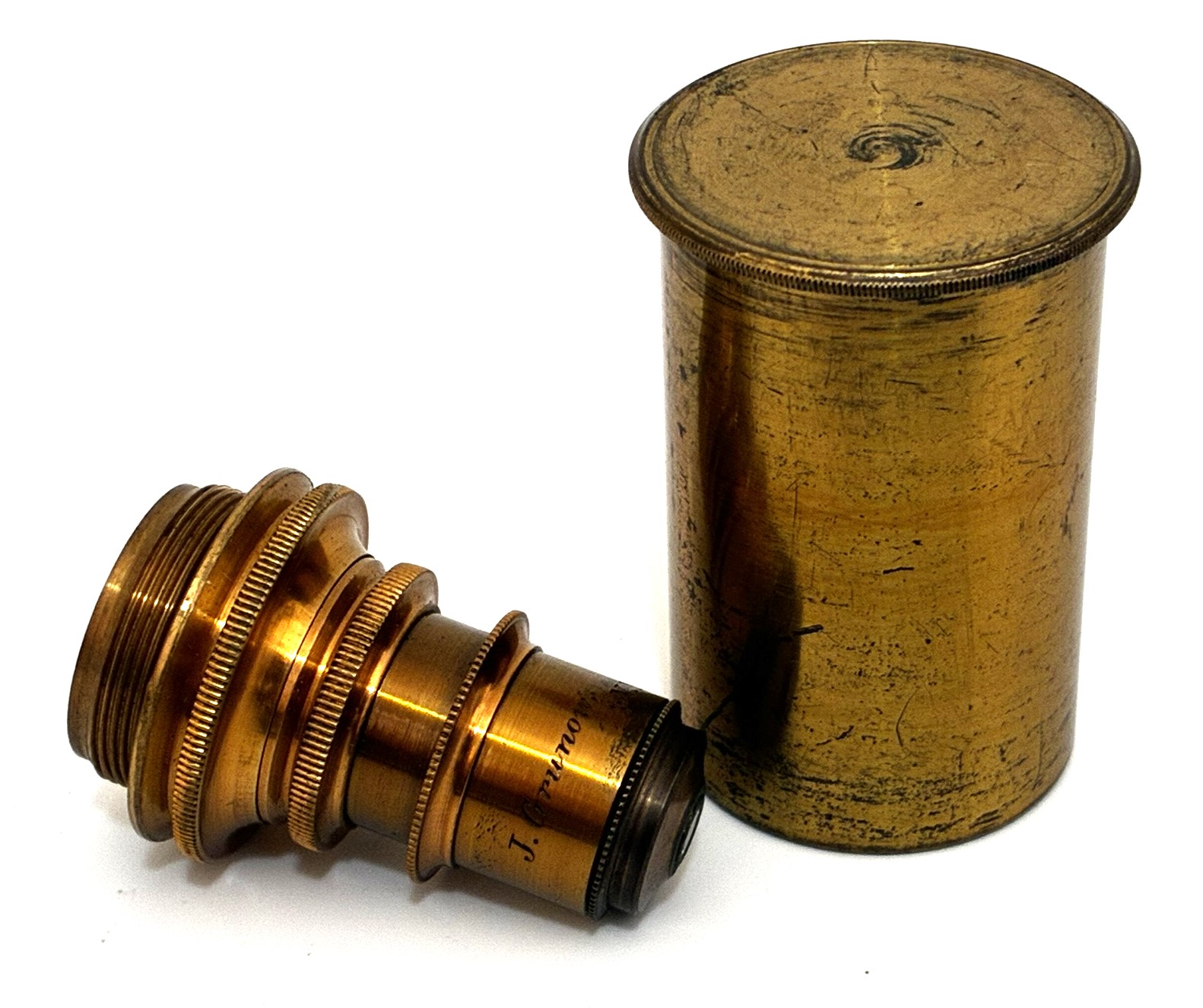 Early 1/6in Grunow microscope objective (1880)