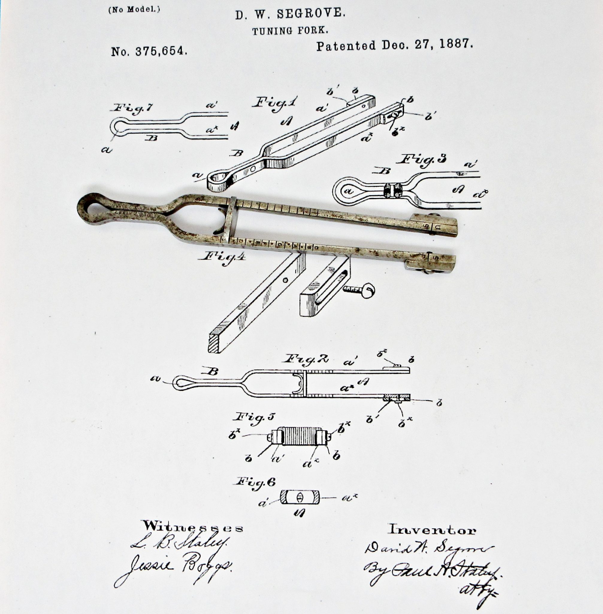 1885/87 US Patent  Tuning Fork: unusually small & complex