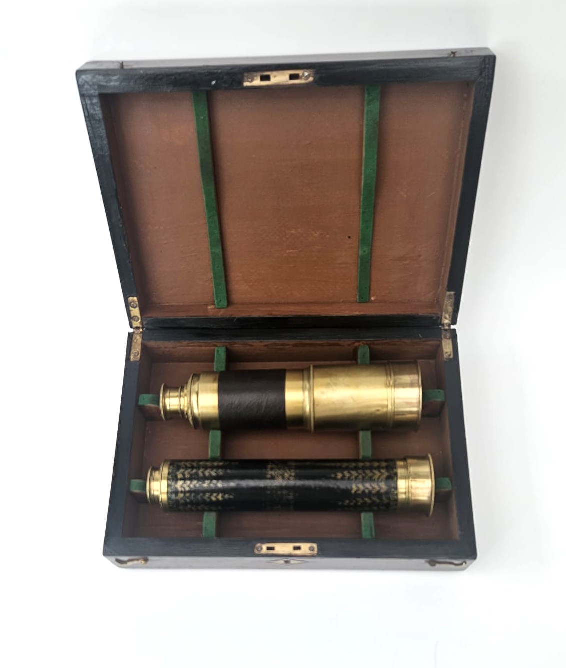 SOLD – Two telescopes in a fitted case – German connection.