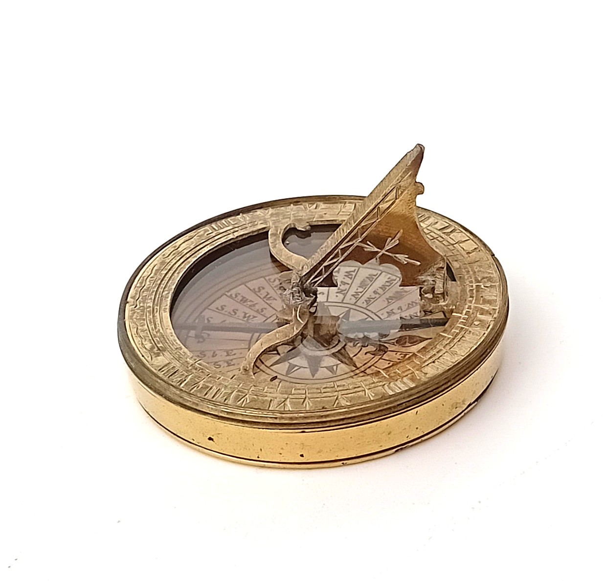 A two inch pocket compass sundial. - Fleaglass