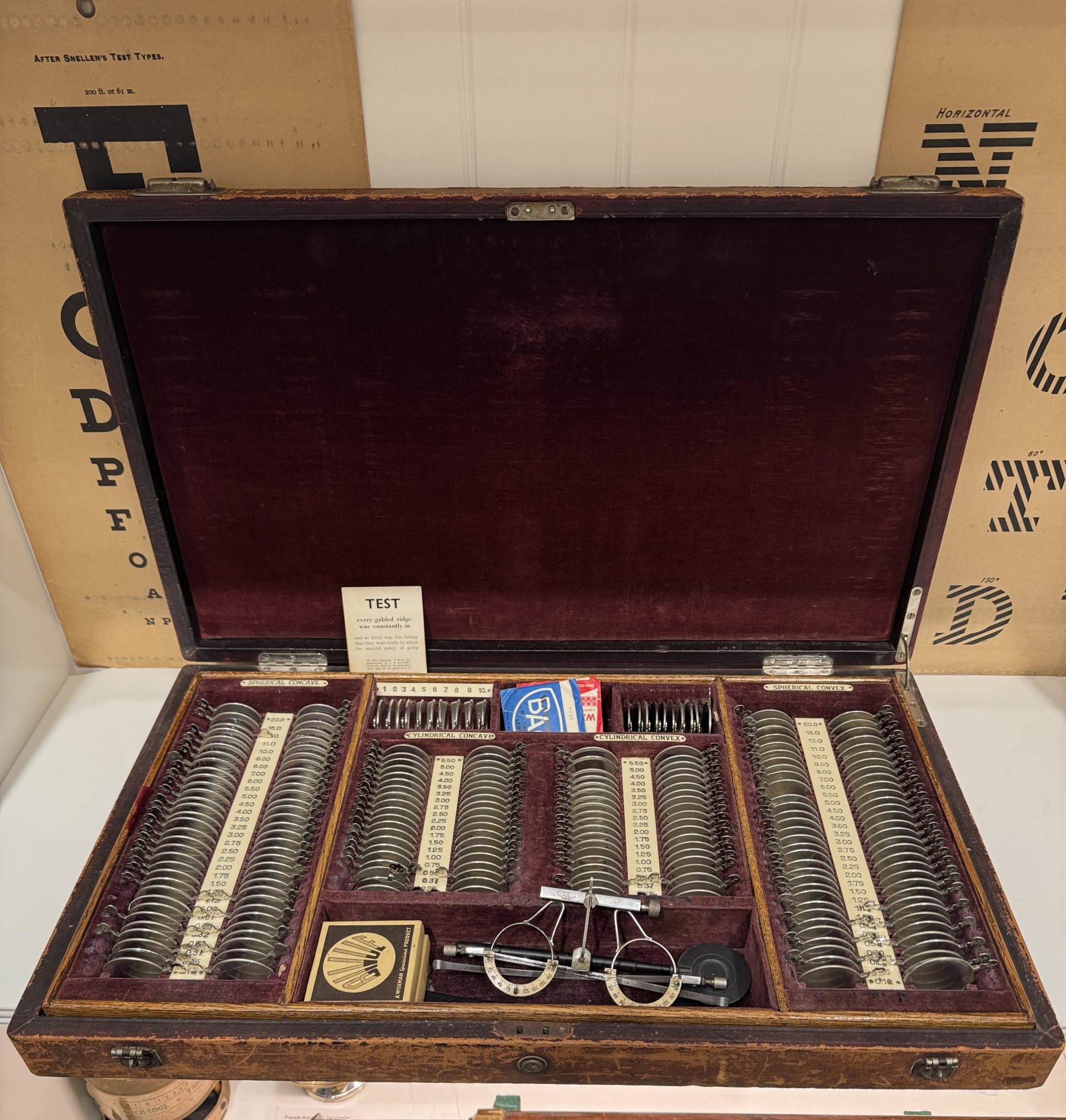 Antique optometrist’s lens set