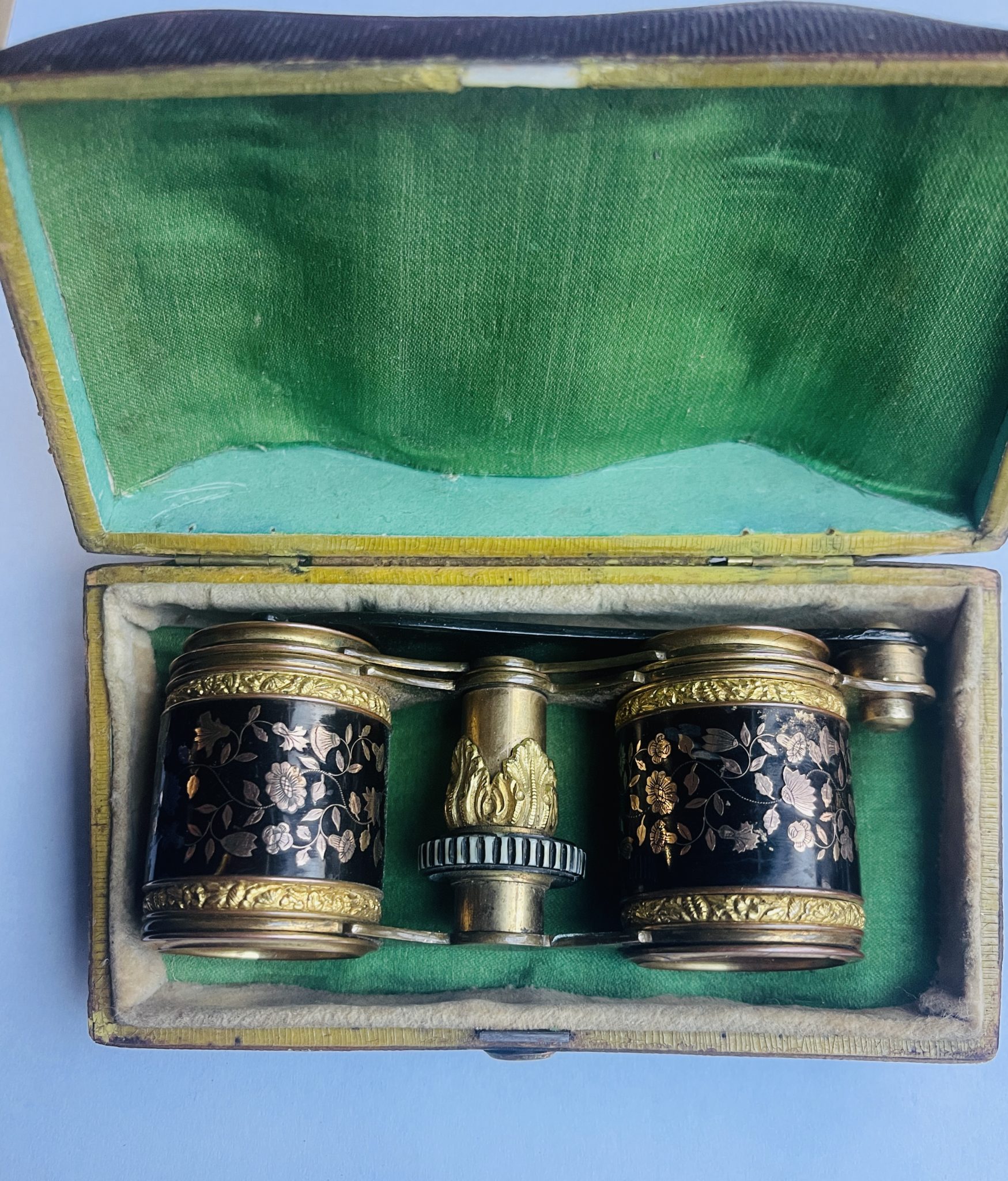 A  FINE GOLD & TORTOISESHELL  PAIR of OPERA GLASSES by MOLTENI of PARIS 1850.