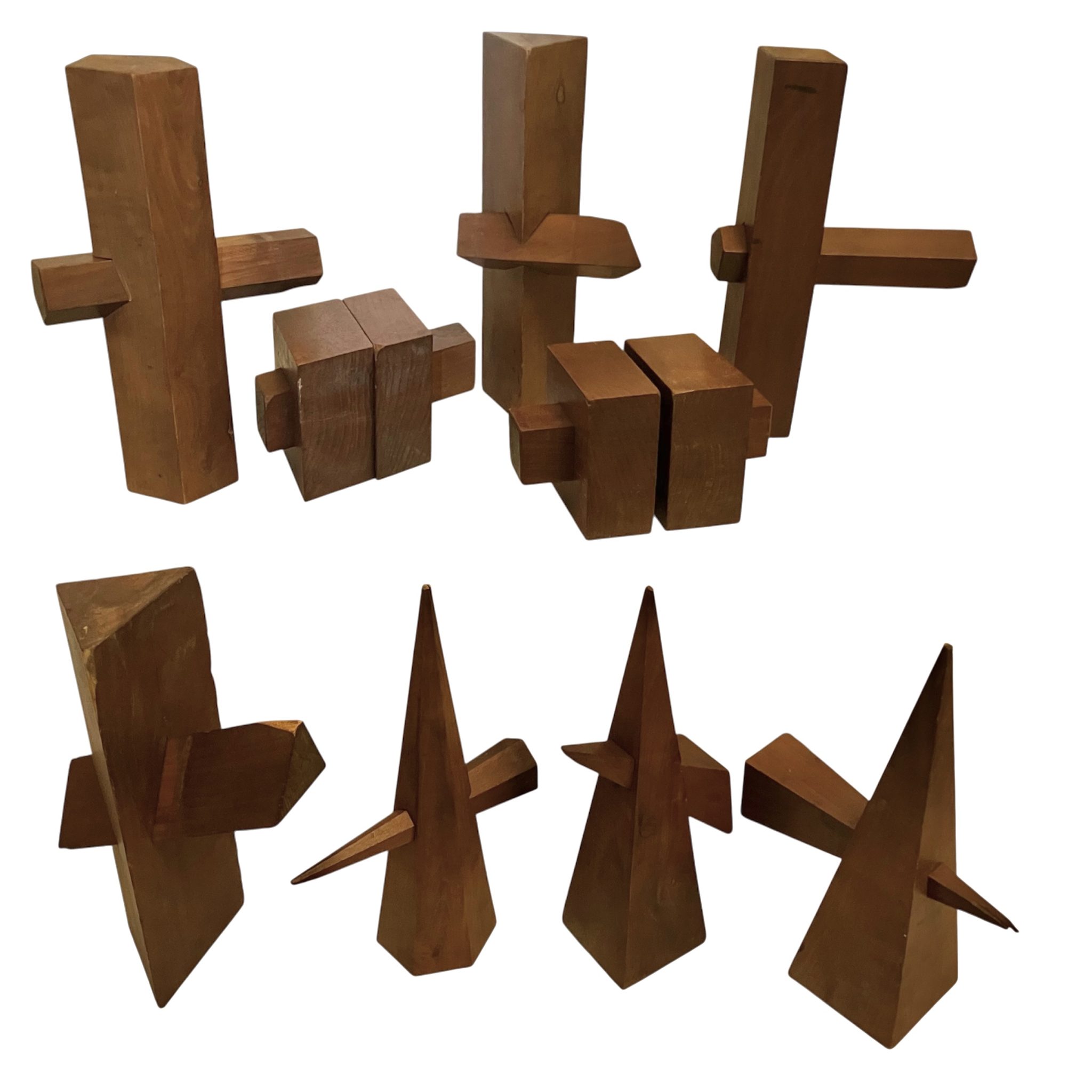 Collection of Large Wooden Geometric Intersection Models